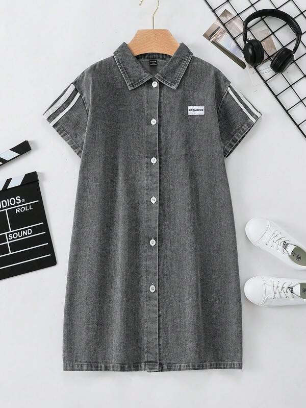 SHEIN Explorewe Tween Girl Casual Stylish Short Sleeve Summer Dress  Girls Shirt Dress Casual Dresses For Girls