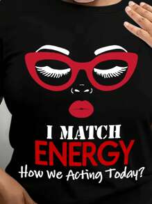 Maweii 女士夏季口号与肖像图案圆领短袖 T 恤