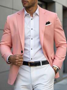 Manfinity Mode 男士纯色单扣西装外套，商务休闲