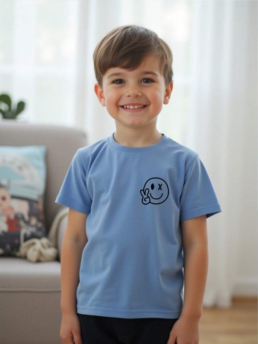 SHEIN Explorewe Niño pequeño en estilo callejero casual y lindo, ropa de verano de tela fina