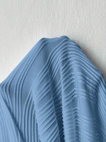 Franclia Vestido de punto texturizado con cuello redondo, mangas de campana y cintura ceñida en corte evasé largo para mujer de talla grande