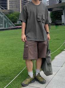 DAZY Men's 3D Pocket Short Sleeve T-Shirt, Deep Grey, Summer - Grey - View 7