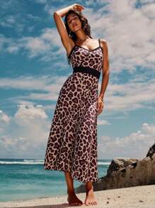 Breezaya Women's Leopard Patchwork Color Block Dress, Casual Bohemian Style, Spring/Summer - Multicolor - View 4