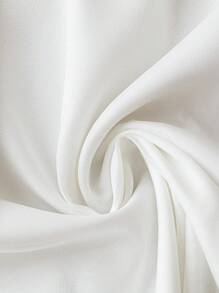 SHEIN PETITE 女士优雅纯色荷叶边夏季连衣裙 - 白色 - 查看 6