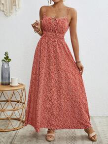 SHEIN VCAY Vestido casual de tirantes con estampado floral para vacaciones de mujer