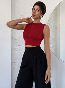 Firerie 女士优雅简约精致性感浪漫通勤音乐节派对情人节约会露背无袖上衣