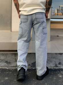 DAZY Men's Spring Casual Washed Light Blue Denim Jeans - Blue - View 2