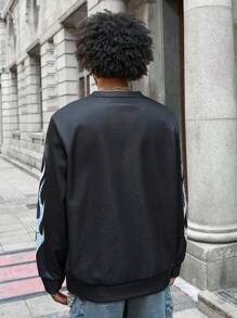 PAVTROS Herren Rundhals Langarm Figur Muster Lässig Pullover Sweatshirt