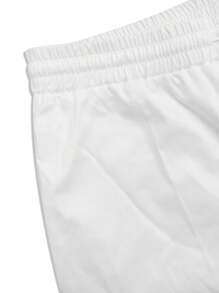 Manfinity Dauomo Men's Casual Drawstring Loose Fit Pants, Minimalist Style Suitable For Summer - White - View 4