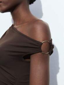 Maija Vestido versátil de nueva llegada en el verano 2025, apto para múltiples ocasiones como Pascua/Día de la Independencia, con hombro asimétrico elegante, hebilla de anillo de metal, abertura lateral, adecuado para festivales de música, vacaciones en la playa, uso diario, reuniones formales/casuales, bodas, graduaciones