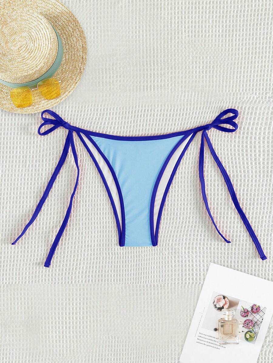 SHEIN Swim Women's Tie-Side Bikini Bottom - Blue - View 1
