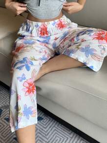 DAZY Women's Floral Full Print Lightweight Capri Pajama Pants, Summer - Multicolor - View 1