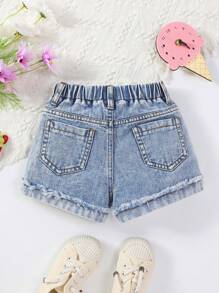 Young Girl Casual Cute Star Print Loose Comfortable Jogger Denim Shorts