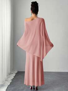 Firerie Gaun Wanita Elegan Menawan dengan Detail Kerut, Warna Pink Muda Pucat, Motif Jala dan Bunga, Cocok untuk Pernikahan, Ninang, Kencan, dan Hari Valentine. Gaun Maxi Sederhana - Berwarna merah muda - View 8