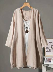 Linhara 大码宽松简约纹理双色斜纹布侧开衩夹克