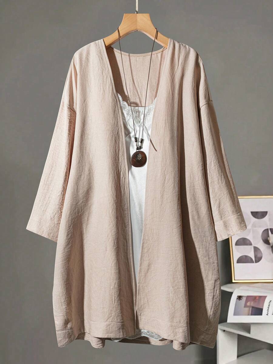 Linhara 大码宽松简约纹理双色斜纹布侧开衩夹克