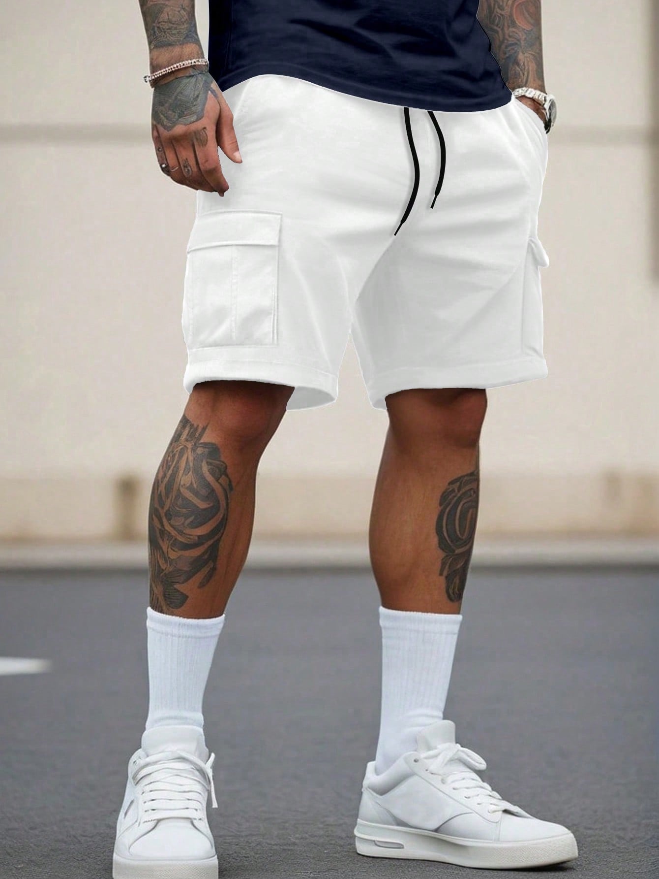 Manfinity Roughcore بنطلون كاجوال بجيوب للرجال بلو...