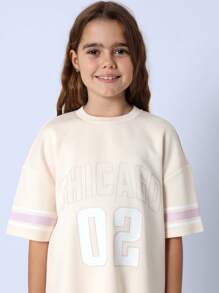 SUMWON Youth Athletic Two-Piece Set Varsity Chicago Sweatshirt With Matching Joggers Sporty Wear Tracksuit Gym Outfit Spring Fall Sport Training Set - Mauve Purple - View 5