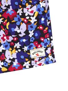 Surfspeed Men's Floral Print Drawstring Waist Beach Shorts, Summer