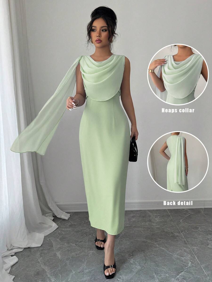 Selianne New Design Chiffon Splice Ruffle Dress For Women - Green - View 1