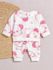 SHEIN Playful Pals Newborn Baby Boy Cute Animal Print Outfit Set, Practical Everyday Wear And Ideal Gift For Newborns - Multicolor - View 2
