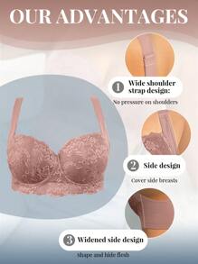 DesireSculpt 1 pieza Sujetador de lencería con aros de apoyo y elevación push-up, sin costuras, cómodo y con talla grande