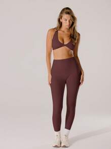 Aralina Leisurewear Active Chocolate Brown High-Rise Bottom Lift Comfy Pilates Activewear Leggings