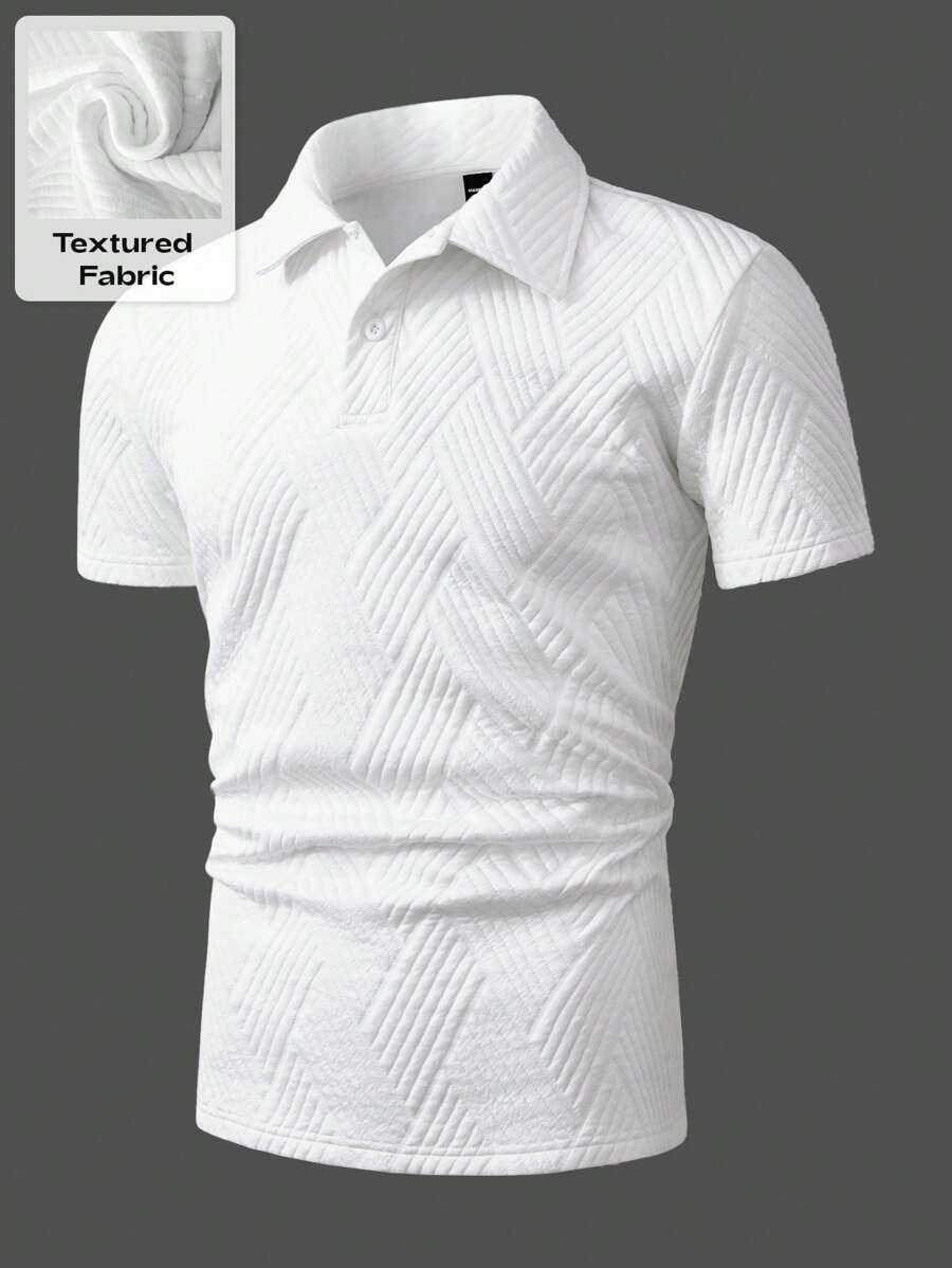 Manfinity Homme Ropa de hombre Manfinity Mode con superficie de textura sólida: Camisa de vestir roja, camisa con cuello, ropa casual, chaqueta tipo polo, ropa casual blanca, chaqueta comercial, ropa diaria para ir al trabajo, regalos para hombres.
