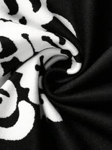 SHEIN LUNE Plus Size Vacation Casual Contrast Color Print Jumpsuit - Black - View 5