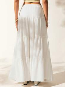 Easelle Elastic Waist Ruffle Hem Skirt