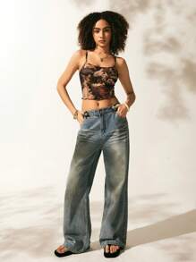 Easelle Top de tirantes crop con estampado de figura - Multicolor - Ver 4