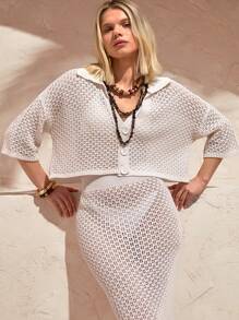 EURMUSE Boho Bohemia Women's Clothing Women Summer Clothes Women Shirt Blouse And Skirt Two Pieces Outfit Cover Up Vacation Seaside Holiday, Suitable For Everyday, Out Of The Street, Holiday And Other Occasions To Wear,For Summer Beach Vacation Beach Vacation Outfit Concert Outfit Women - White - View 6