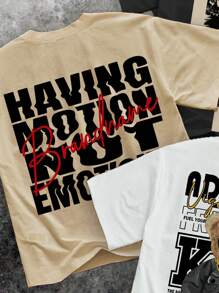 SHEIN 3pcs/Set Teens Boys' Casual Crew Neck Short Sleeve T-Shirts In White, Black, And Khaki, Suitable For Summer