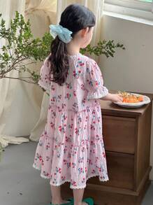 DAZY Girls (Little) V-Neck Floral Print Woven Casual Dress, Summer - Multicolor - View 3