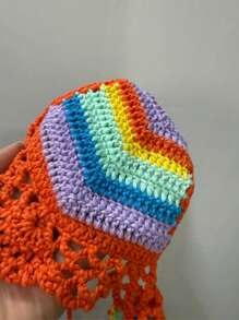 SHEIN Women's Beach Summer, Handmade Crochet Swimsuit Cover Up Top, Multi-Color - Multicolor - View 5