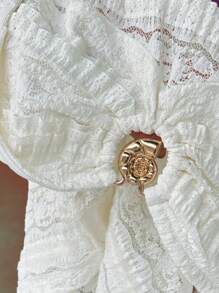 SHEIN Clasi Women's Lace Trim Fitted Decorative Button Jacquard Camisole Top  Summer Tops - White - View 6