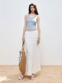 LYSMO Damen ärmelloses, perforiertes Trägertop mit figurbetonter Passform, Sommer