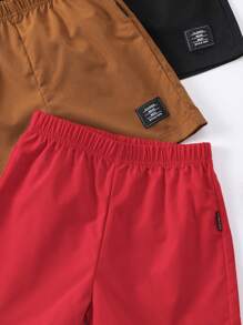SHEIN Summer,Holiday,TravelerYoung Boys' Solid Color Simple Fashionable Shorts, Suitable For Summer - Multicolor - View 3