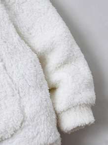 2pcs/Set Young Boys Casual School Style Comfortable & Fashionable Simple Cute Bear Cartoon Pattern Fleece Thick Warm Sweatshirt And Pants Outfit, Suitable For Kids Back To School, Young Boys Daily Wear, School Outfits, Suitable For Casual, School, Outdoor, Sports, Autumn Winter Season