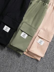 SHEIN Leap Crew 3pcs/Set Tween Boy's Cargo Shorts - Multicolor - View 4