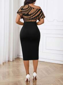 SHEIN Lady Váy dự tiệc công sở thanh lịch mùa xuân, mùa hè, mùa thu và mùa đông cho nữ năm mới - màu nâu - Xem 2