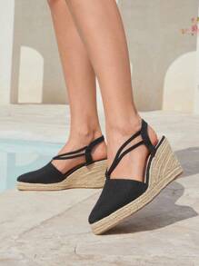 Styleloop Scarpe da donna con suola spessa, stile vacanza, design intrecciato sexy con lacci, comode e versatili da indossare con abiti, pantaloni, gonne