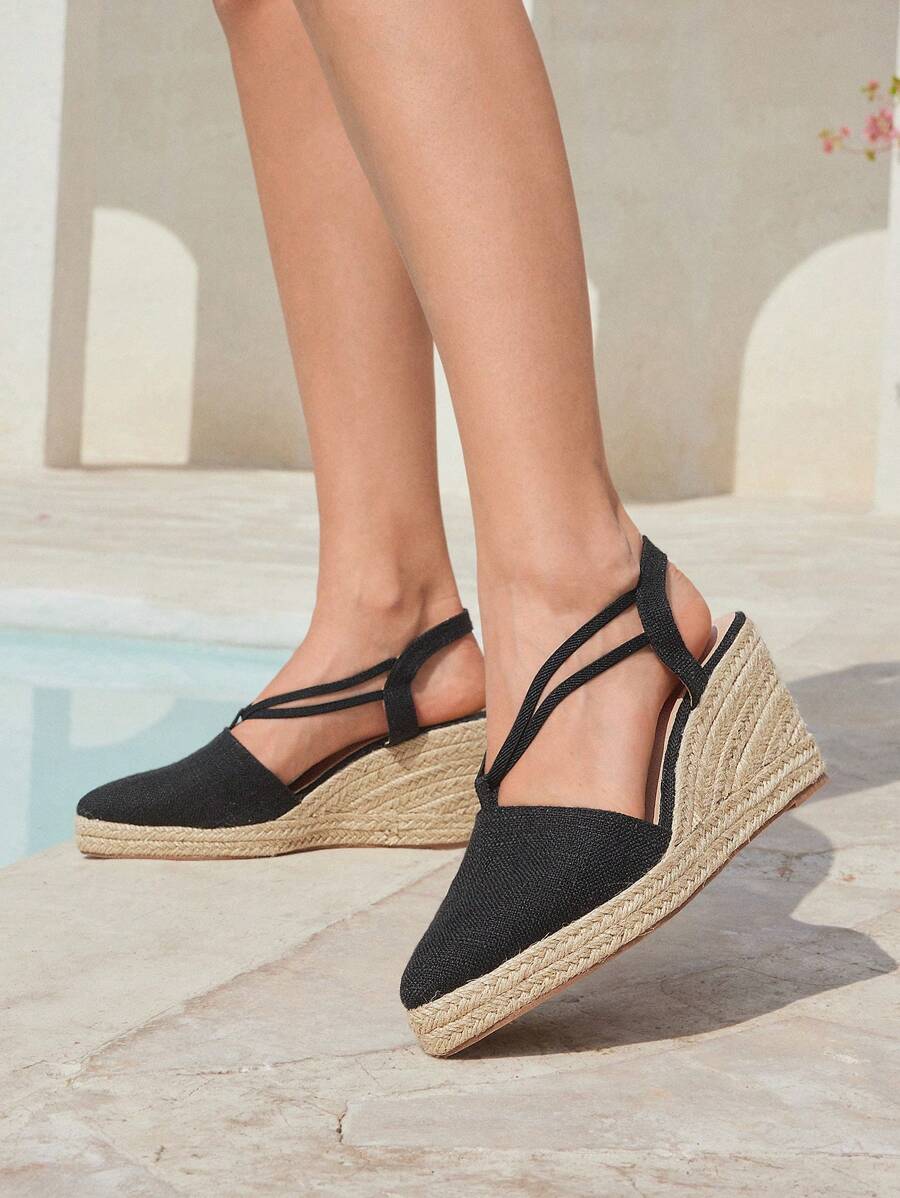 Styleloop Scarpe da donna con suola spessa, stile vacanza, design intrecciato sexy con lacci, comode e versatili da indossare con abiti, pantaloni, gonne