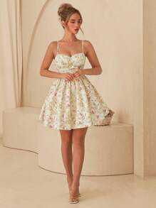 Glamine Spring & Summer Romantic Holiday Floral Lace Decorative Suspender Gathered A-Hem Fluffy Women's Mini Dresses,Summer Women Dresses Back To School Sundress, Spring Dress&Summer Dress,White Women Dresses Shein Frenchy Wedding Guest Summer Cute Dresses - Multicolor - View 7