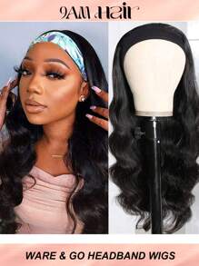 波浪头带假发 真人发 女士头带假发 巴西原生发 可戴可戴 无胶假发 真人发 头带假发 150% 密度