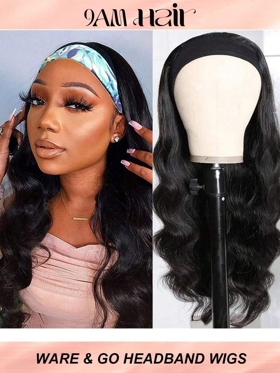 波浪头带假发 真人发 女士头带假发 巴西原生发 可戴可戴 无胶假发 真人发 头带假发 150% 密度