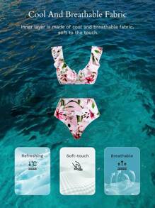 MOTF PREMIUM FLORAL PRINT RUFFLE DETAIL BIKINI SET FOR SUMMER BEACH VACATION - Multicolor - View 7