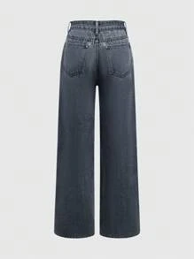 ROMWE X Care Bears 女士休闲熊印花口袋牛仔裤 - 灰色 - 查看 2