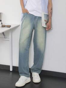 Manfinity Homme Plus Size Men's Simple Fashion Casual Denim - Blue - View 1