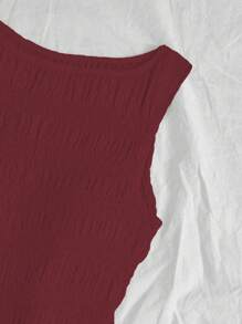 SHEIN Unity Elegant Solid Color Ruffle Hem Mini Dress - Burgundy - View 5